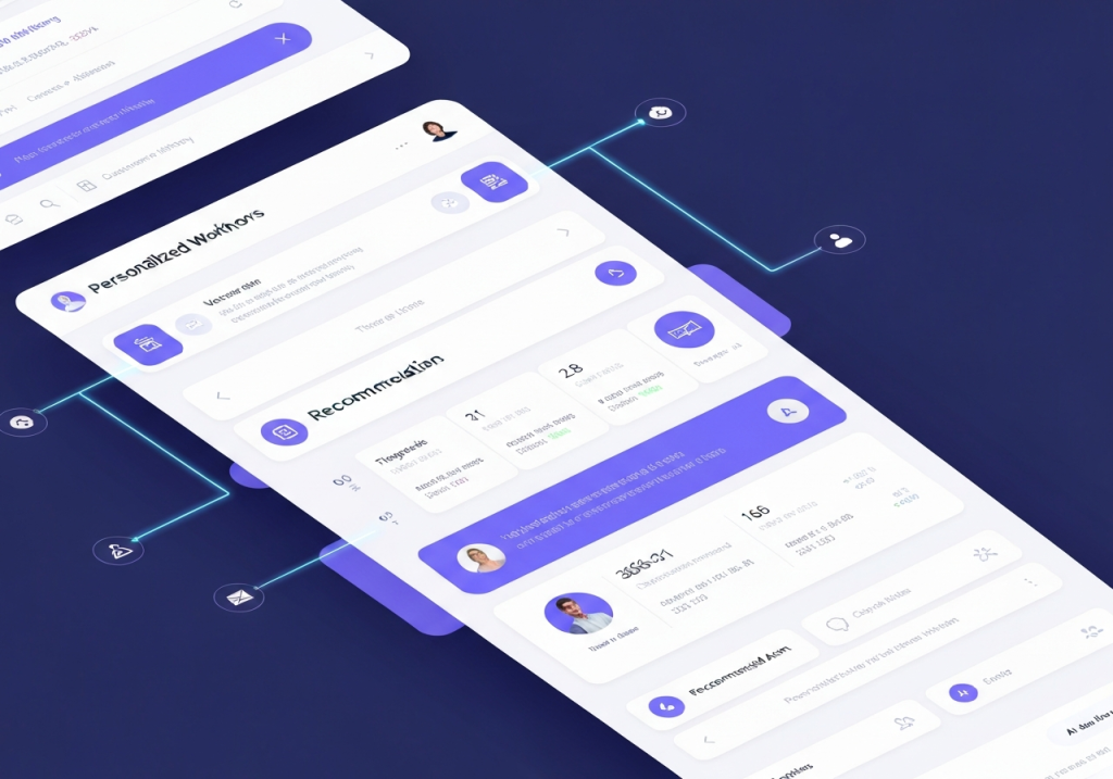 개인화된 추천 인터페이스를 시각화한 루믹스솔루션 UI 디자인