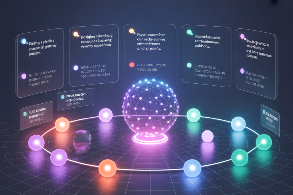 데이터 흐름과 전략 프로세스를 시각화한 루믹스솔루션 인터페이스