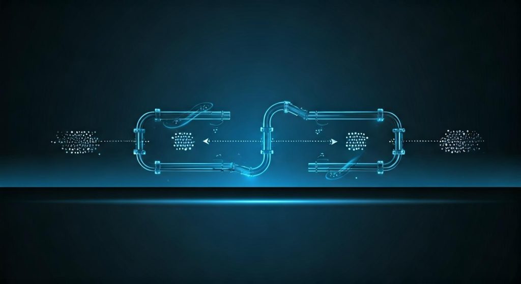 데이터 전송 경로를 형상화한 루믹스솔루션 보안 네트워크 구조