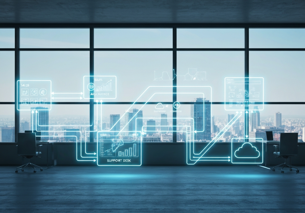 클라우드 네트워크와 연결된 루믹스솔루션 스마트 오피스 시스템