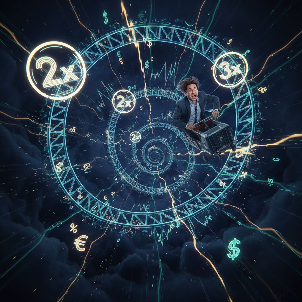 푸른 원형 구조가 여러 겹으로 회전하며 중심을 향해 이어지고 인물이 수레에 탄 채 빠르게 이동하는 듯한 역동적 장면