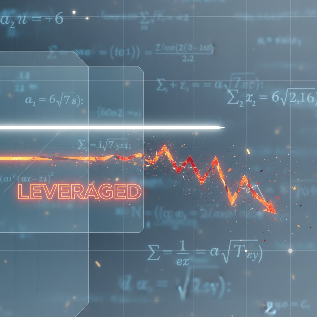 밝은 라인이 수평으로 지나가는 화면에서 빨간 궤적이 급하게 하락하고 주변에 수학식이 흩어져 있는 긴장된 모습