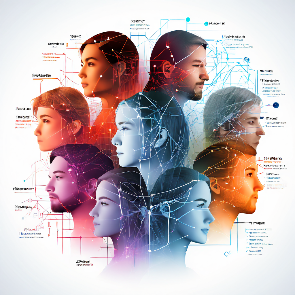 여러 사용자 프로필이 중첩되고 경계가 흐릿하게 뒤엉킨 연결선으로 혼란을 표현한 시각적 흐름도입니다.