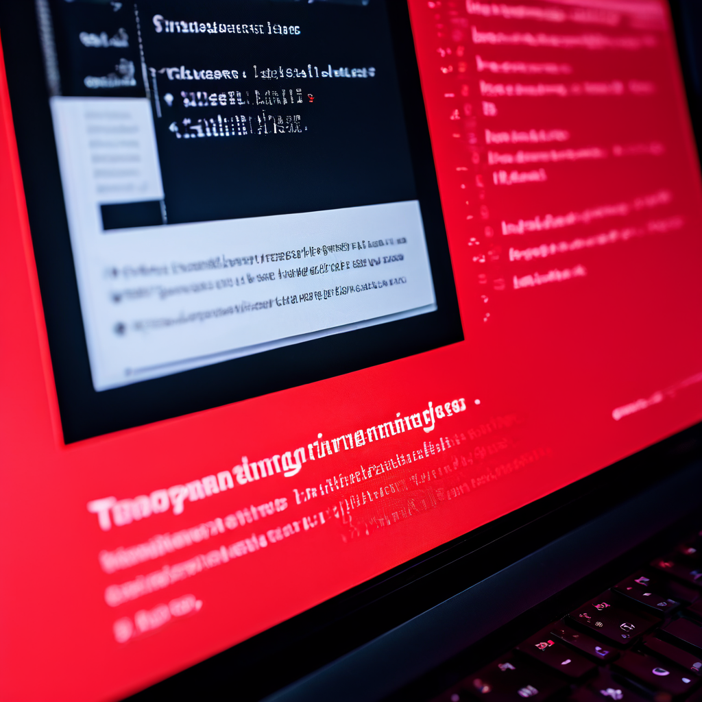 컴퓨터 화면에 문서의 여백이 밝고 경고적인 빨간색으로 강조 표시된 모습이다.